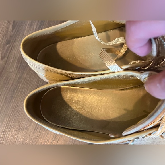 Authentic Louis Vuitton Gold Sneakers. - Picture 4 of 9